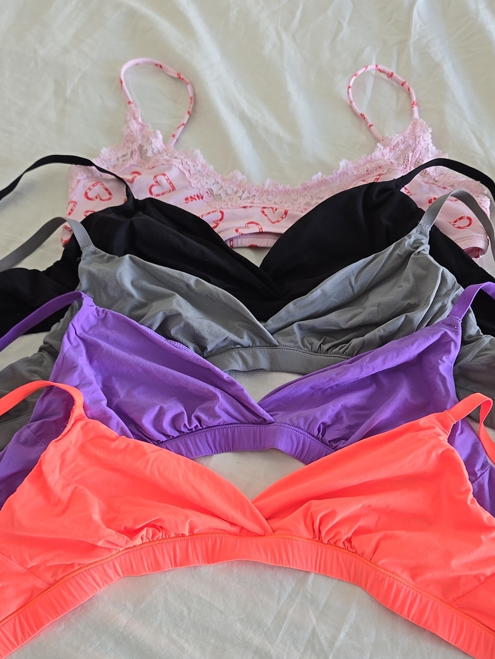 SKIMS Seamless Bralette Set - Neon Coral, Purple, Gray, Black, Pink